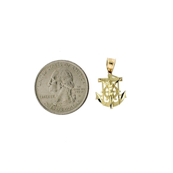 10K Real Gold Rope Chain and Anchor Cross Pendant Set - Picture 7 of 11